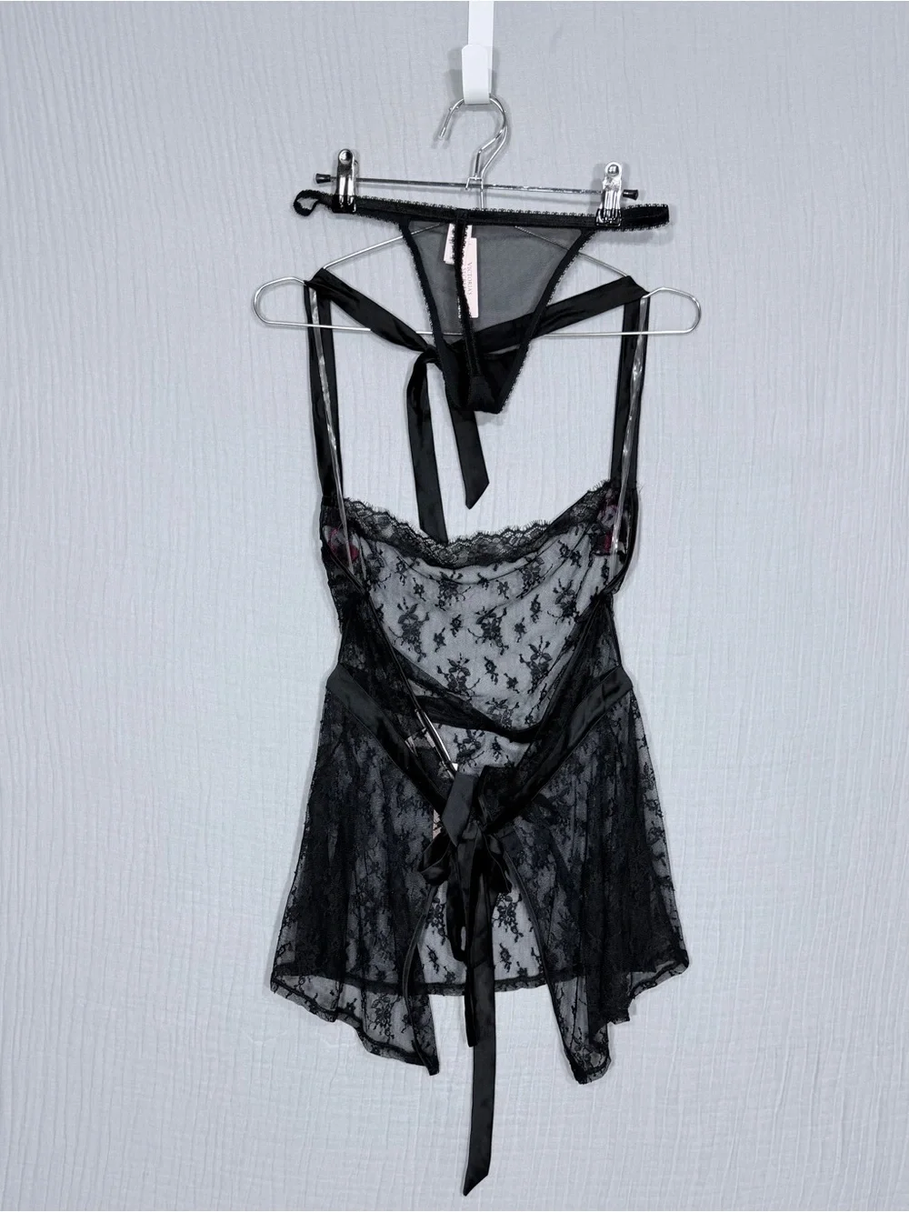 Victoria’s Secret Sheer Lace Halter Babydoll & Thong Set NWT L